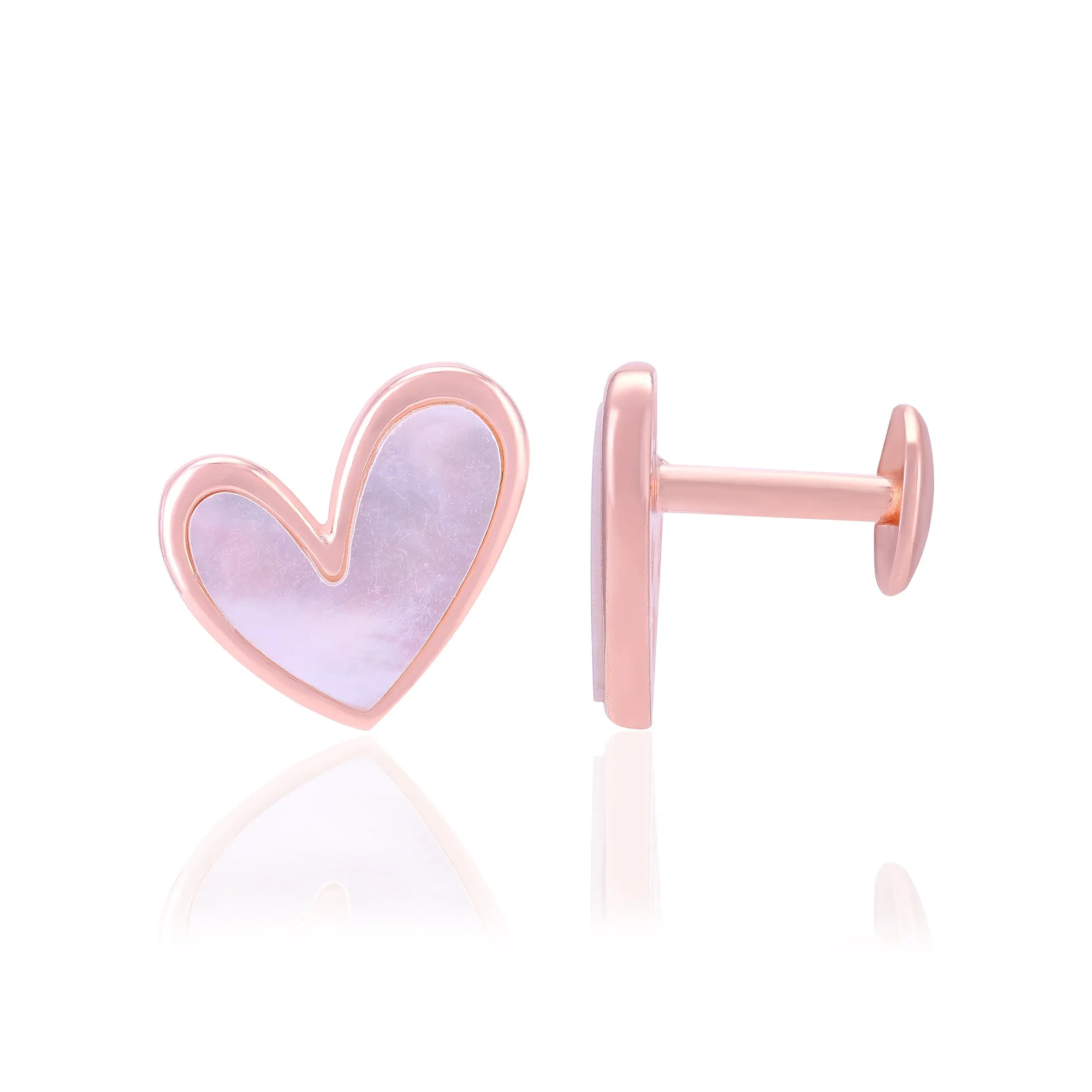 925 Sterling Silver Subtle Mother Of Pearl Heart Earrings For Women
