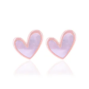 925 Sterling Silver Subtle Mother Of Pearl Heart Earrings For Women