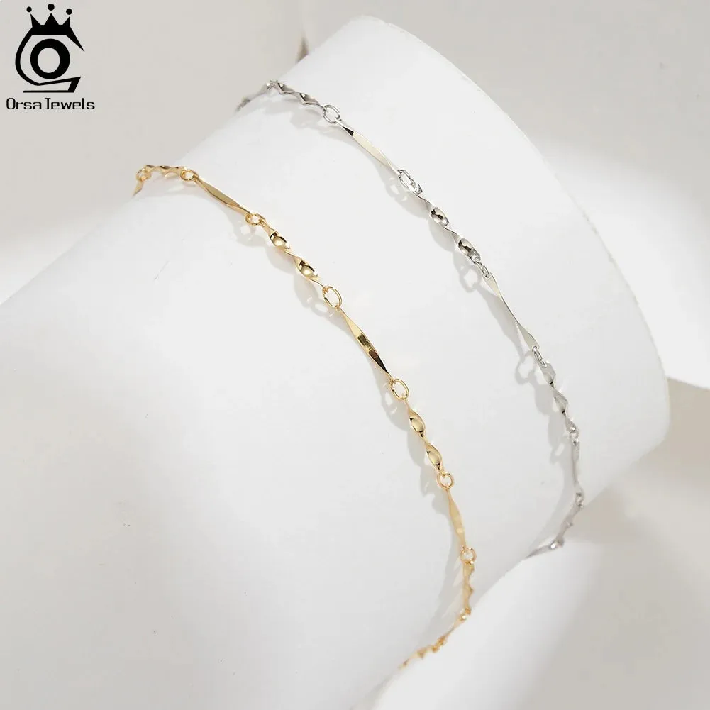 925 Sterling Silver Twisted Chain Anklets Fashion Women