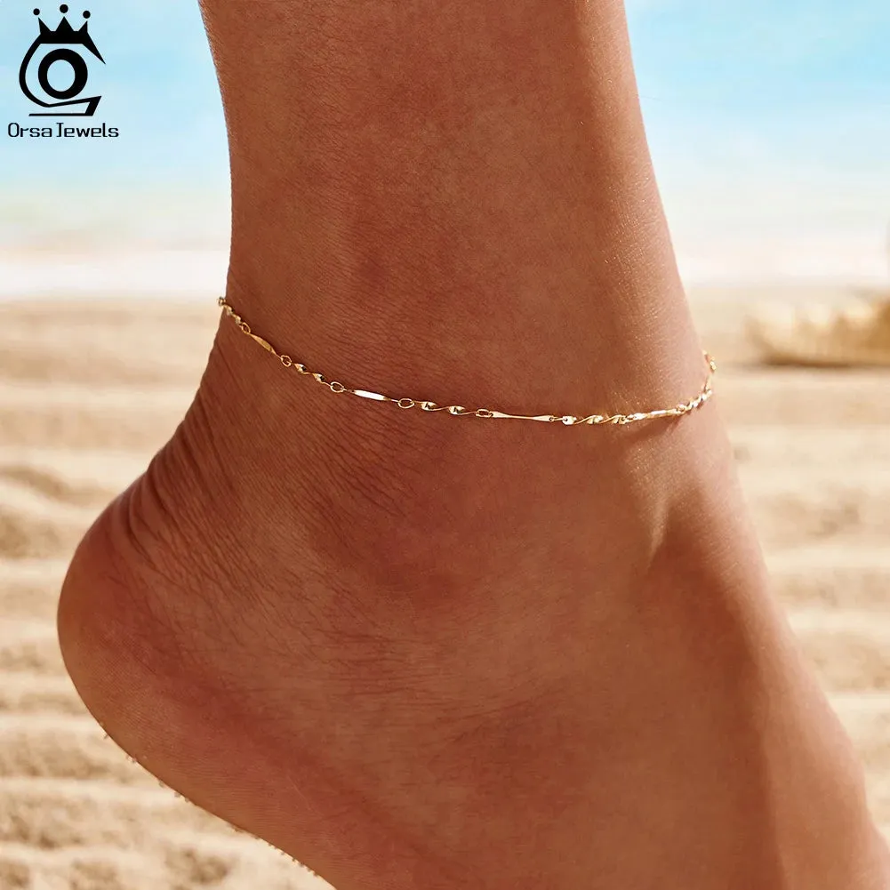 925 Sterling Silver Twisted Chain Anklets Fashion Women
