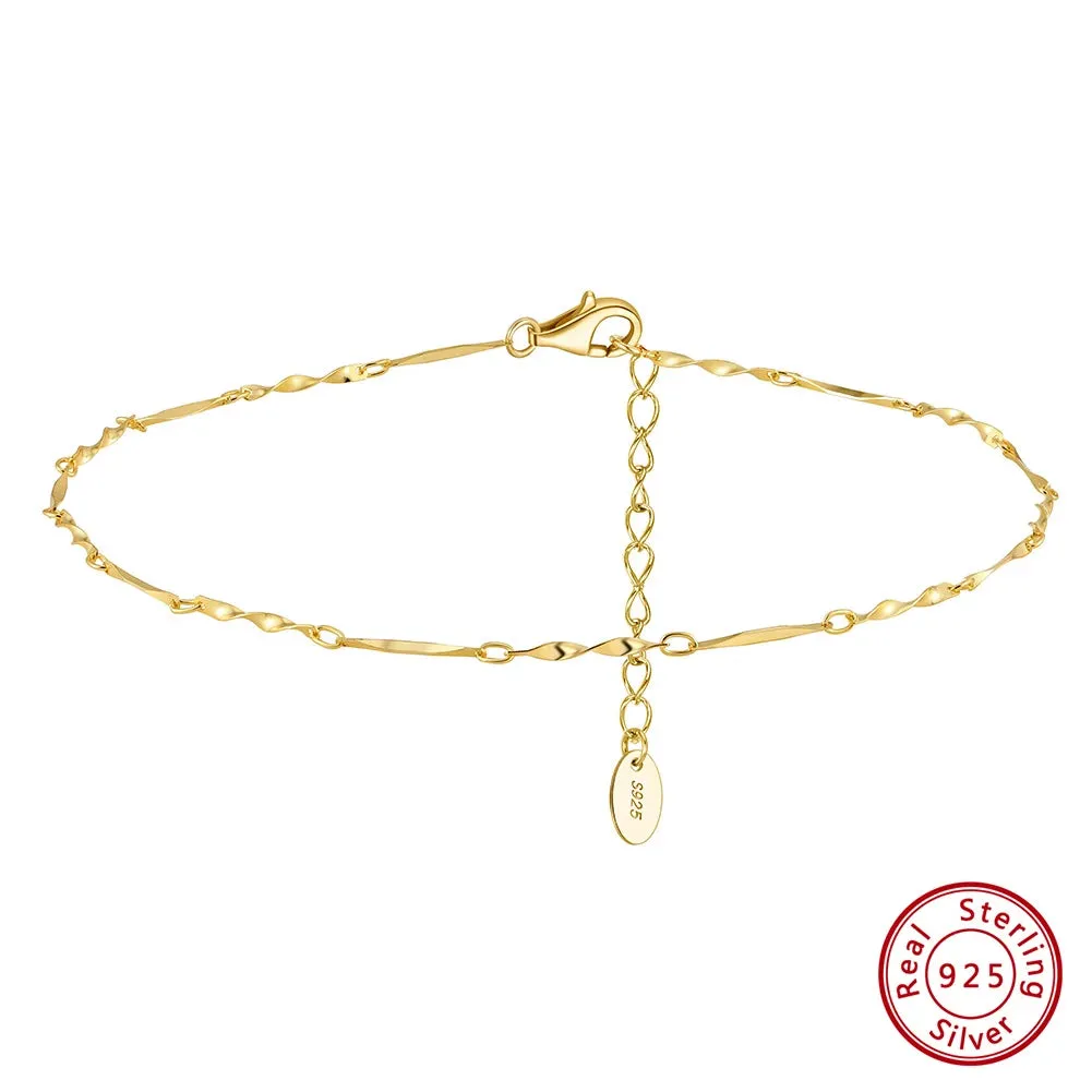 925 Sterling Silver Twisted Chain Anklets Fashion Women