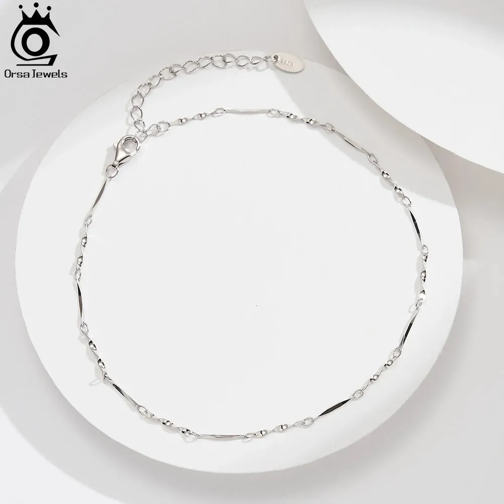 925 Sterling Silver Twisted Chain Anklets Fashion Women