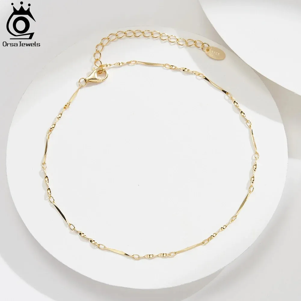 925 Sterling Silver Twisted Chain Anklets Fashion Women