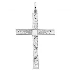 Acotis Silver Cross Engraved Pendant G61047E
