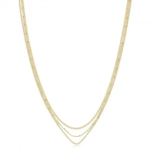 Acotis Silver Necklace Yellow Gold Plated Multichain G3407GP