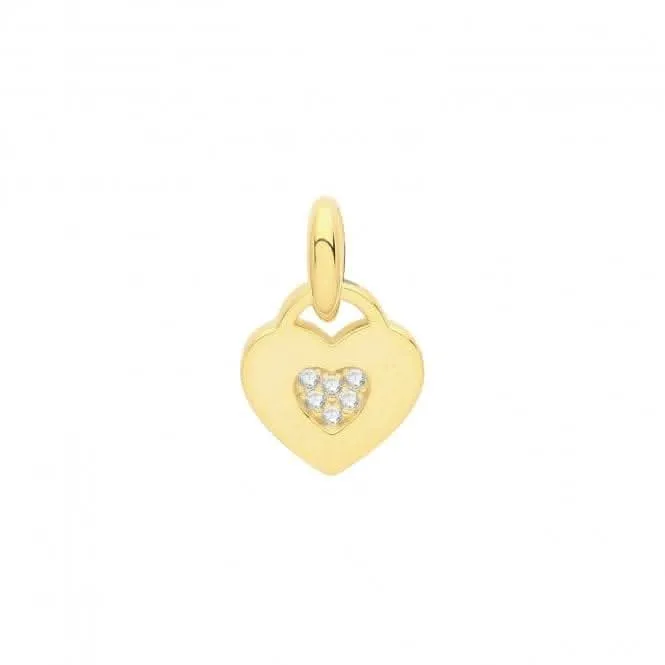 Acotis Silver Pendant Gold Plated Zirconia Set Heart G61068GP