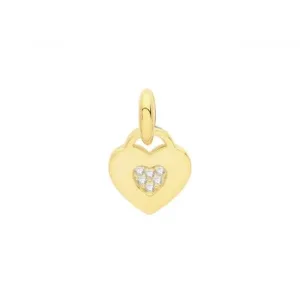 Acotis Silver Pendant Gold Plated Zirconia Set Heart G61068GP