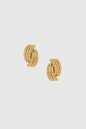 Anine Bing Crossover Ribbed Earrings - Gold