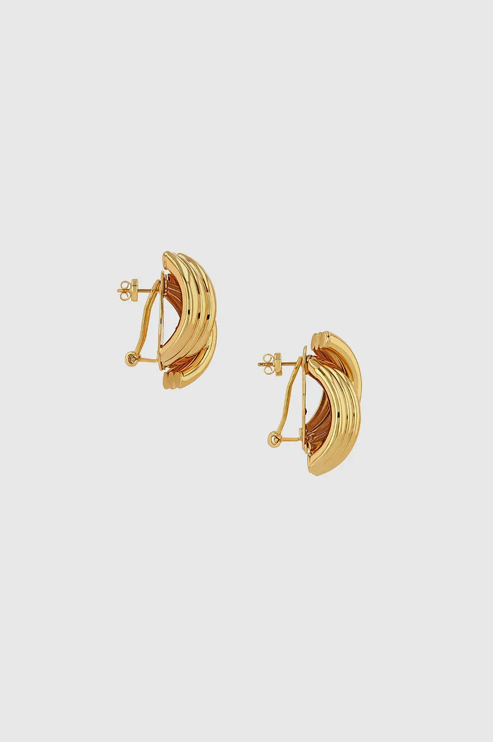 Anine Bing Crossover Ribbed Earrings - Gold