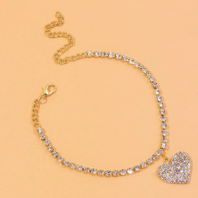 Anklet-Bracelet  Fashion Heart Rhinestone           ID A114 - 1140