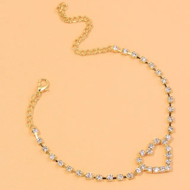 Anklet-Bracelet  Fashion Heart Rhinestone           ID A114 - 1140