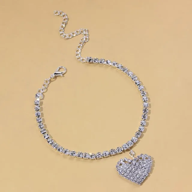 Anklet-Bracelet  Fashion Heart Rhinestone           ID A114 - 1140