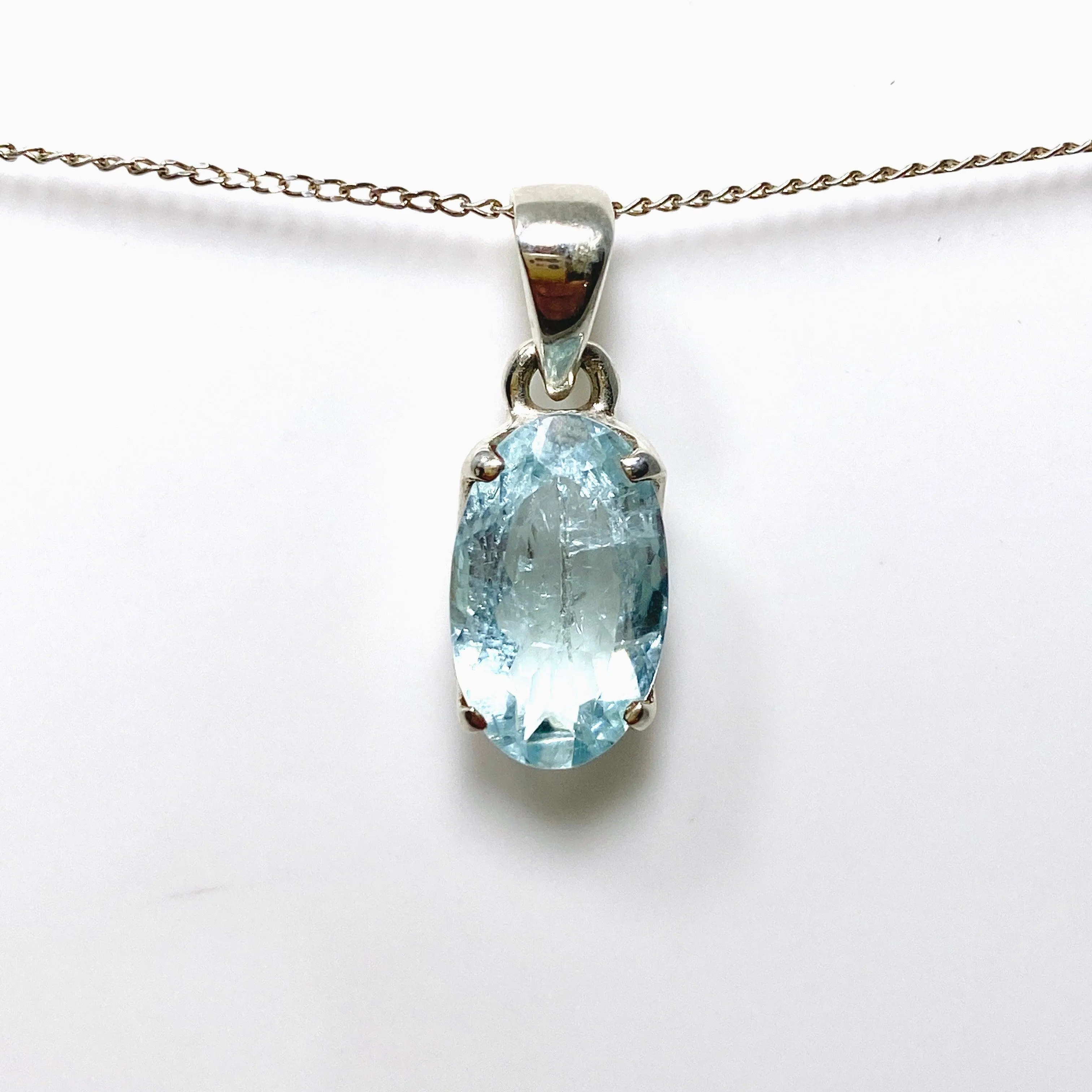 Aquamarine Faceted Petite Oval Pendant PPGJ743