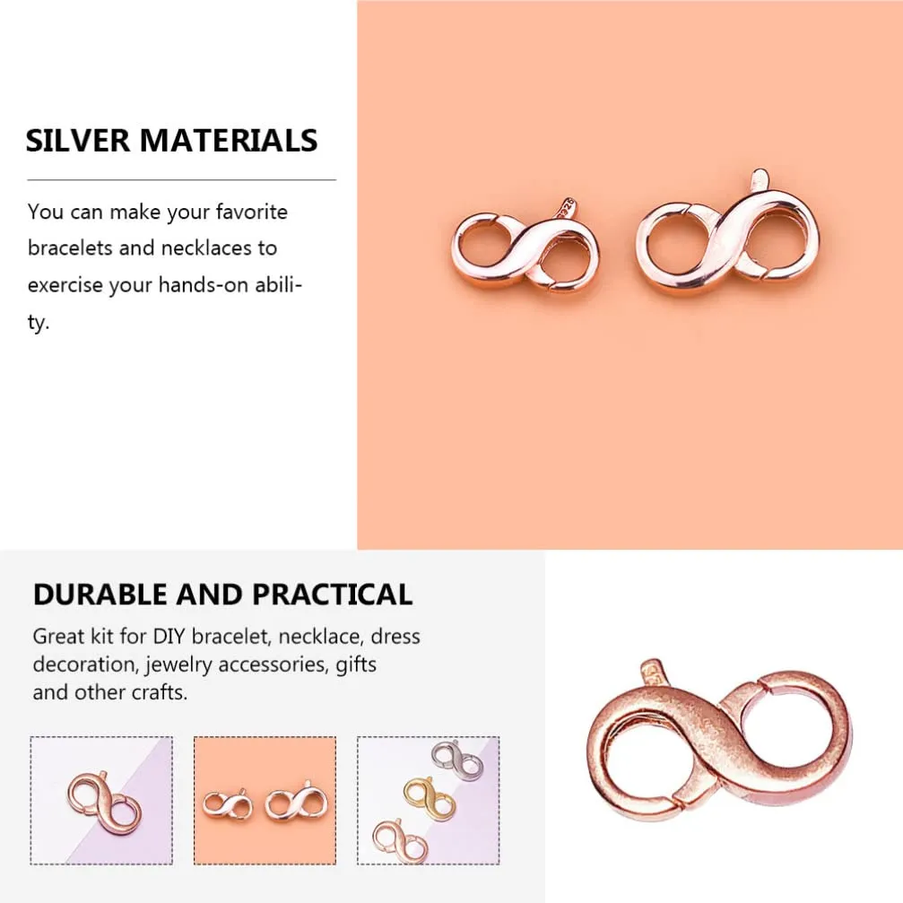 Artibetter Jewelry Lobster Clasp Necklace Bracelet Extender Jewelry Closures Claw for Jewelry Finding Repair Kit for Jewelry Making Findings Accessories Rose Gold