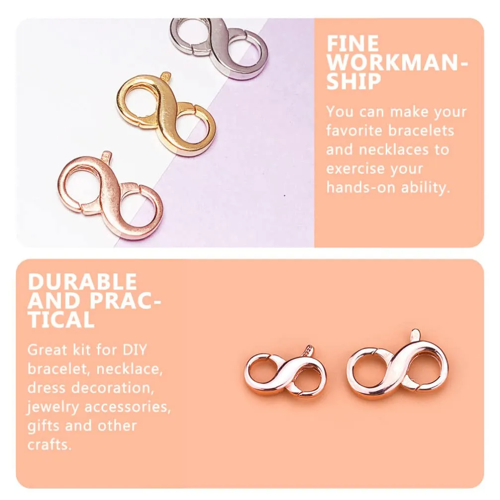 Artibetter Jewelry Lobster Clasp Necklace Bracelet Extender Jewelry Closures Claw for Jewelry Finding Repair Kit for Jewelry Making Findings Accessories Rose Gold