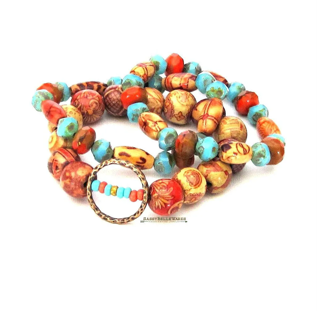 As Seen on Cedar Cove Rustic Hammered Circle Bracelet Stack