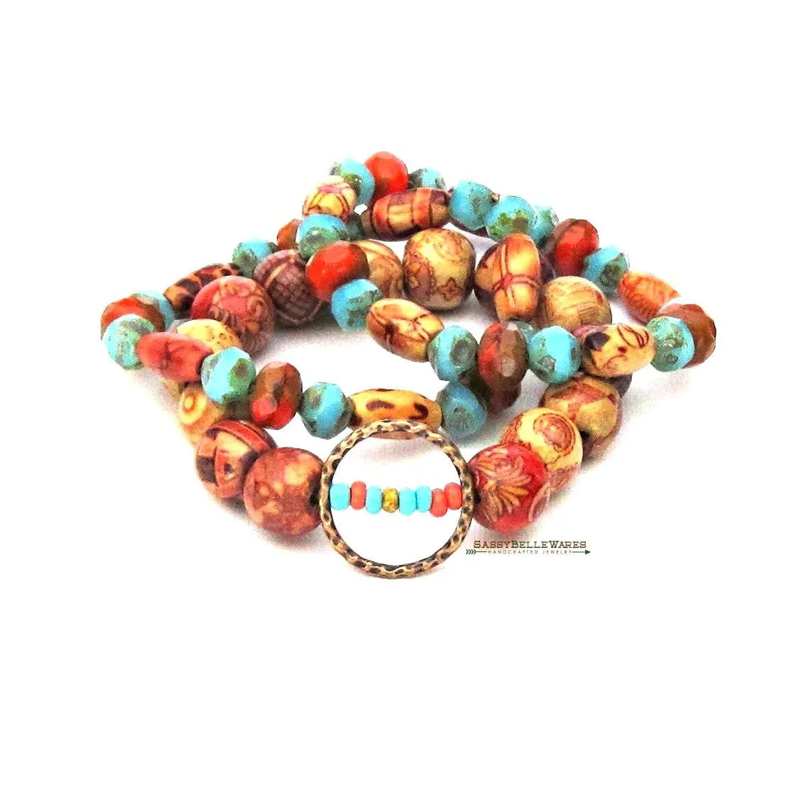 As Seen on Cedar Cove Rustic Hammered Circle Bracelet Stack