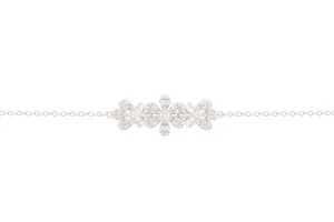 Asfour Chain Bracelet With Decorative Flower Design In 925 Sterling Silver BR0499