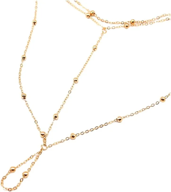 Ball Bead Anklets Set for Women 14K Gold Plated Dainty Boho Beaded Foot Chain Bohemian Gypsy Bollywood Beach Wedding Retro Party Y2K Jewelry 2 Pieces