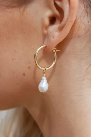 Baroque Pearl Latch Hoop Earrings - Kēhau