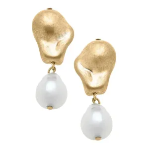 Bentley Freshwater Gold Pearl Drop Earrings - Ivory