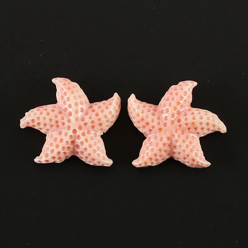 BITEFU 1Pair Pink Conch Shell (Made Of Powder Of Shell, Color Is Enhanced ) Starfish , 4.8g