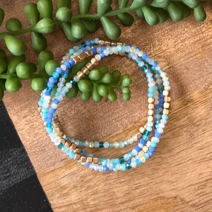 Blue Tone Tiny Bead Bracelet Set