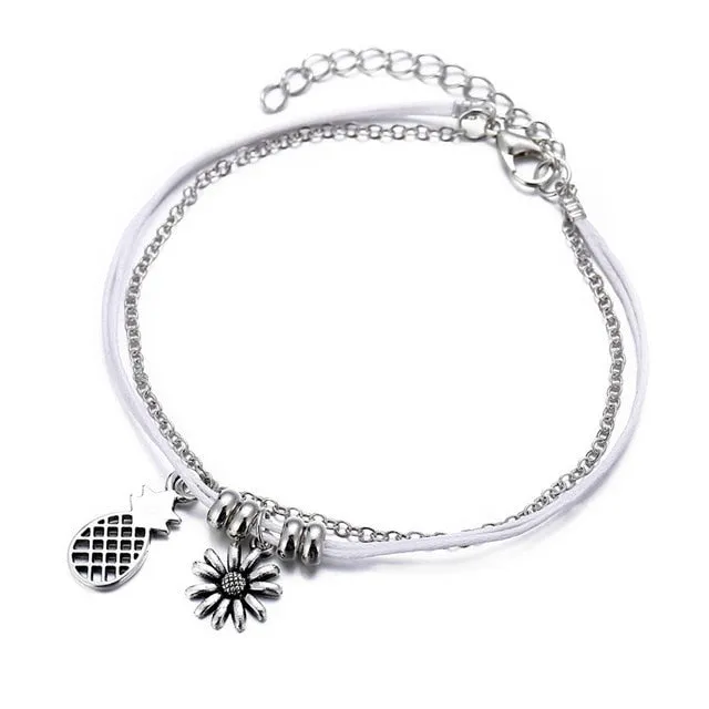 Bohemian 6pcs/lot Anklets Sets For Women Anklet Bracelet on Leg Gold Heart Love Bar Infinity Foot Chain Ankle Beach Jewelry
