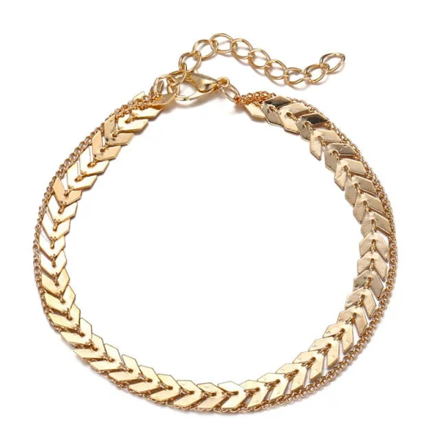 Bohemian 6pcs/lot Anklets Sets For Women Anklet Bracelet on Leg Gold Heart Love Bar Infinity Foot Chain Ankle Beach Jewelry