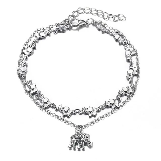 Bohemian 6pcs/lot Anklets Sets For Women Anklet Bracelet on Leg Gold Heart Love Bar Infinity Foot Chain Ankle Beach Jewelry