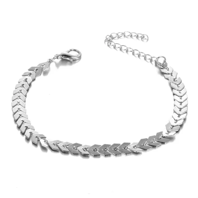 Bohemian Arrow Anklet Bracelet for Women Punk Metal Chain Sequin Anklets Summer Beach Anklet Female Barefoot Leg Chain Jewelry