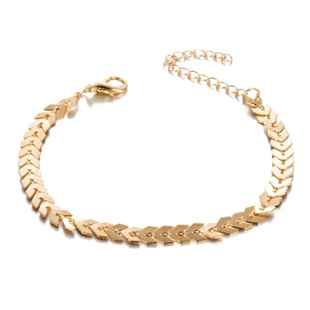 Bohemian Arrow Anklet Bracelet for Women Punk Metal Chain Sequin Anklets Summer Beach Anklet Female Barefoot Leg Chain Jewelry