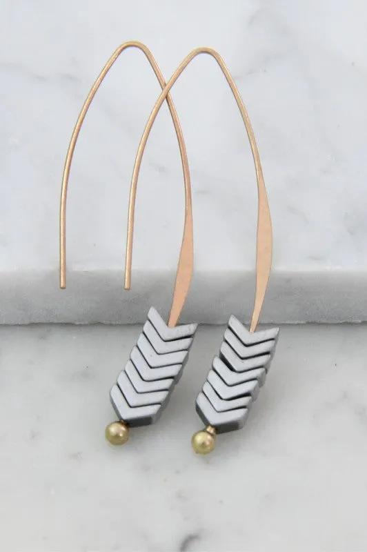 Boho Chevron Stone Earrings