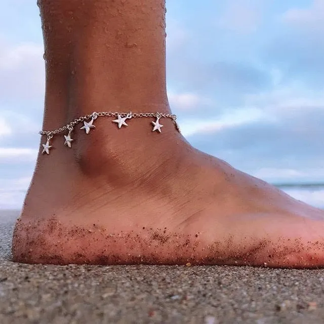 Boho Style Star Anklet Fashion Multilayer Foot Chain 2021 Handcuffs Ankle For Women Bracelet Beach Accessories Gift цепочка