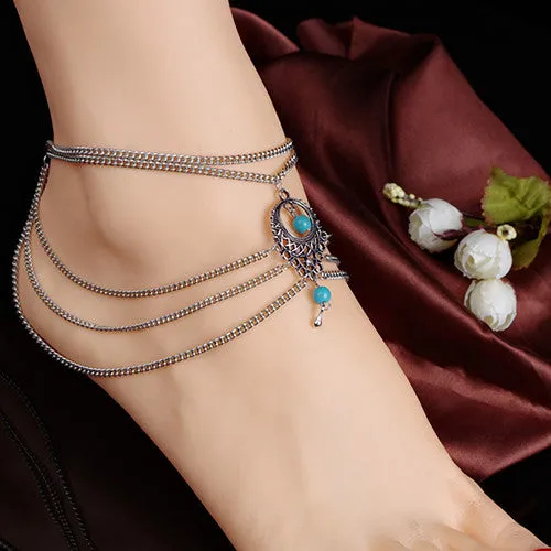 Boho Tassels Chains Barefoot Anklet