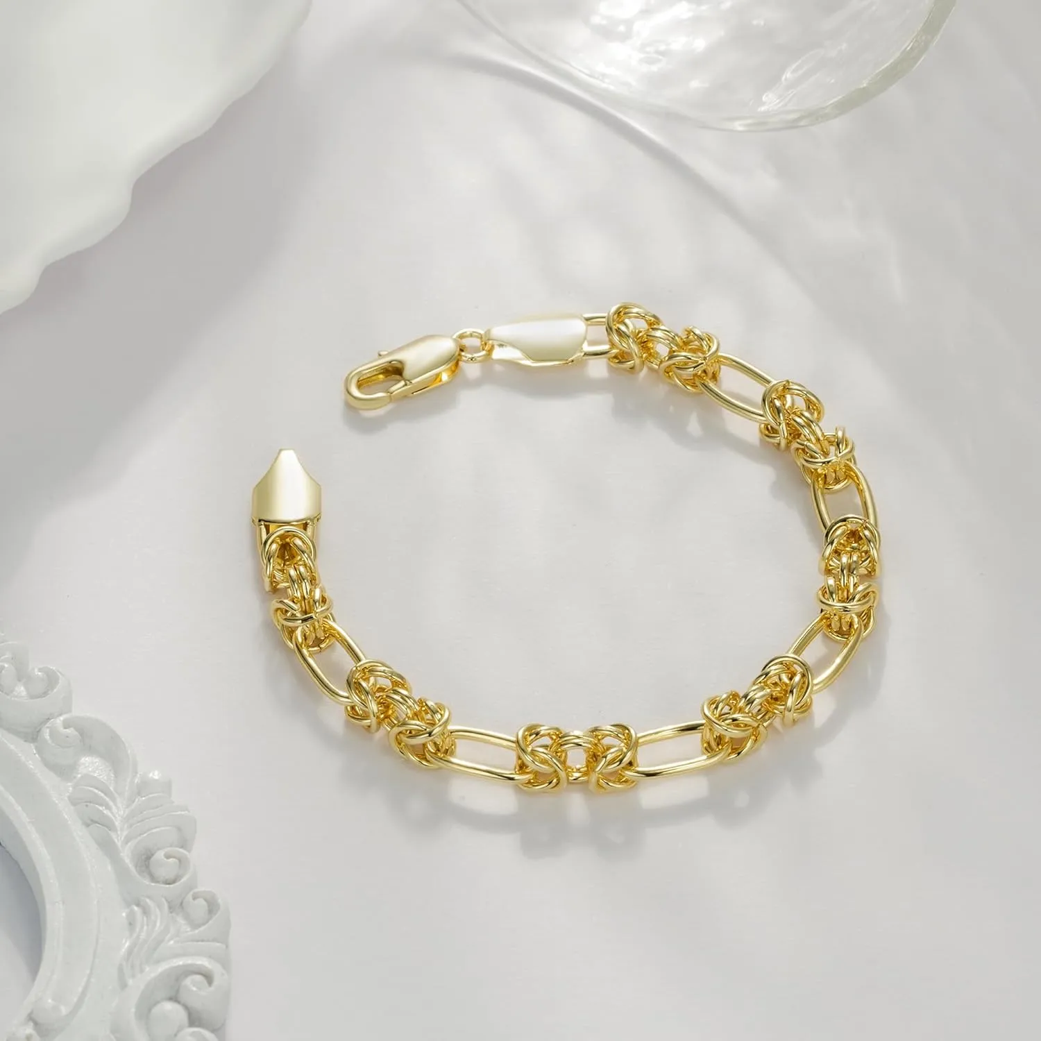 Bracelets 14K Gold Bracelets for Women Gold Bracelet Gold Chain Bracelet Knot Cable Chain Paperclip Jewelry Gifts for Men Women Wife Mom 7'' 7.5'' 8'' 8.5''