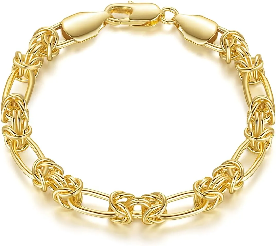 Bracelets 14K Gold Bracelets for Women Gold Bracelet Gold Chain Bracelet Knot Cable Chain Paperclip Jewelry Gifts for Men Women Wife Mom 7'' 7.5'' 8'' 8.5''