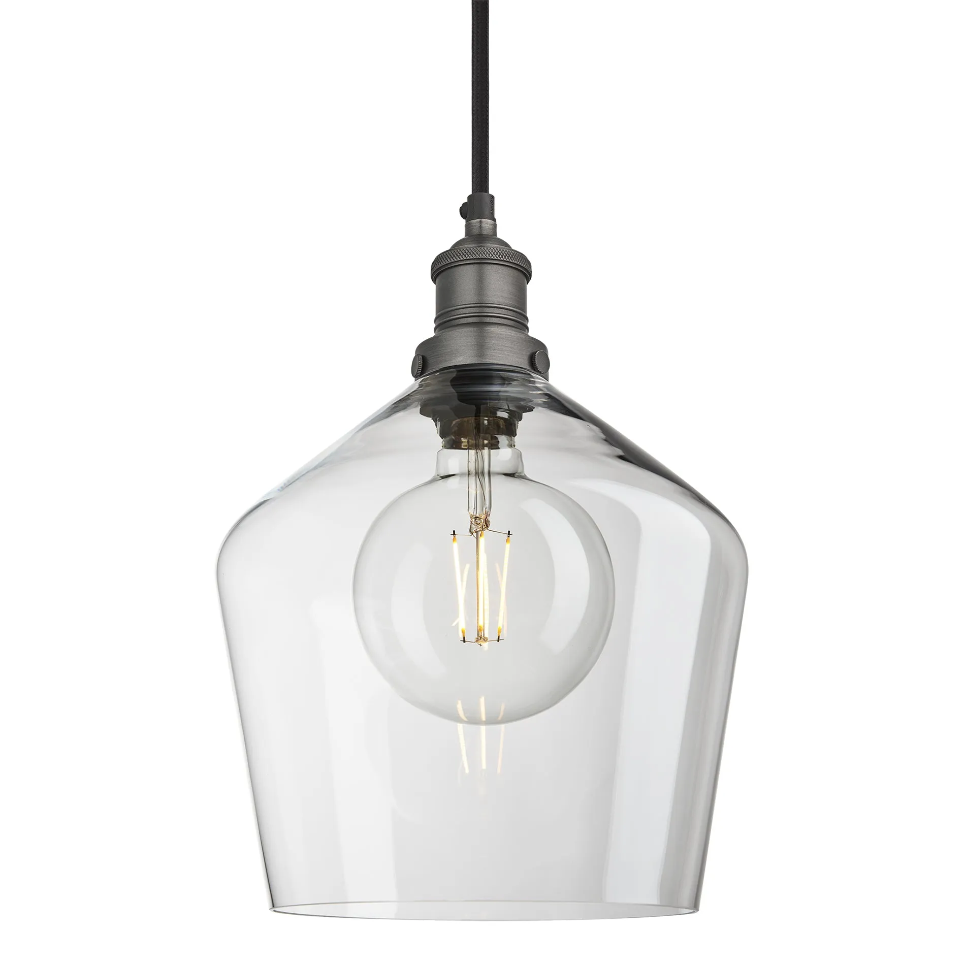 Brooklyn Glass Schoolhouse Pendant - 10 Inch - Clear