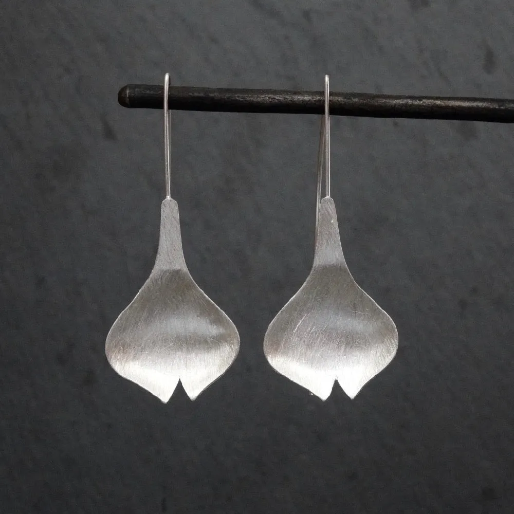 Brushed Tulip Flower Drop Earrings