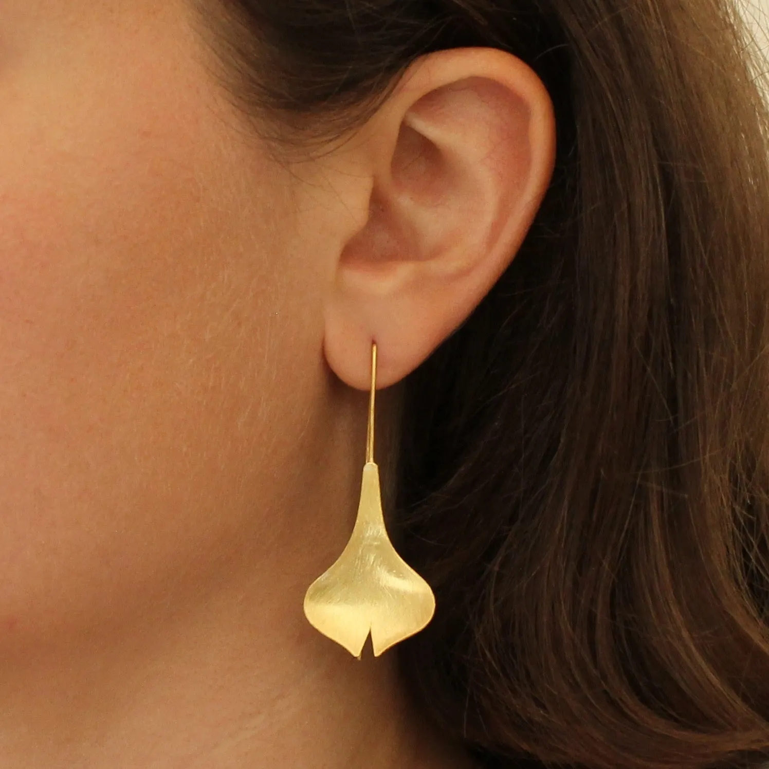 Brushed Tulip Flower Drop Earrings