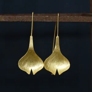 Brushed Tulip Flower Drop Earrings
