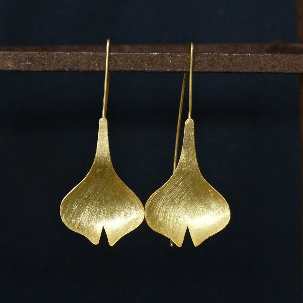 Brushed Tulip Flower Drop Earrings