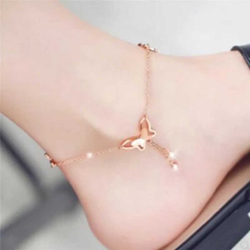 Butterfly Pendant Anklets Foot Chain Summer Yoga Beach Leg Bracelet