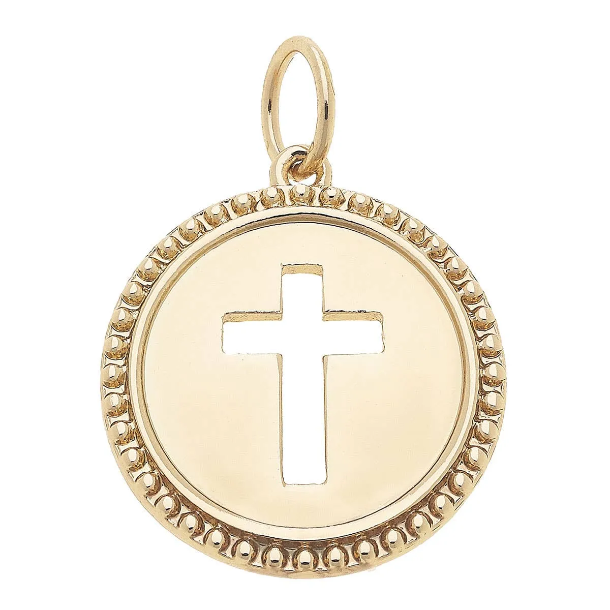 CANVAS STYLE CHARM BAR -Cross Coin Charm in Shiny Gold