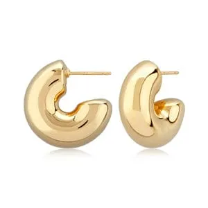 Carla 14K Yellow Gold Chubby Curl Post Hoops