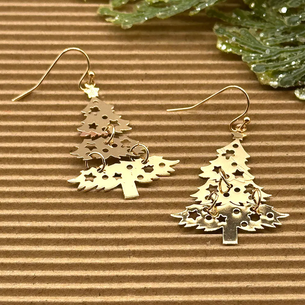 Christmas Tree Cutout Earrings