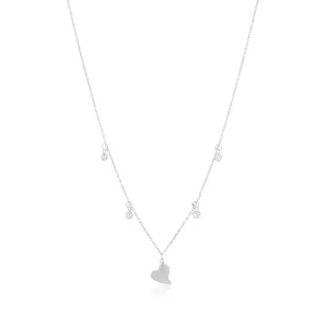 Classic Heart Rhodium Plated 925 Stone Charm Chain Pendants