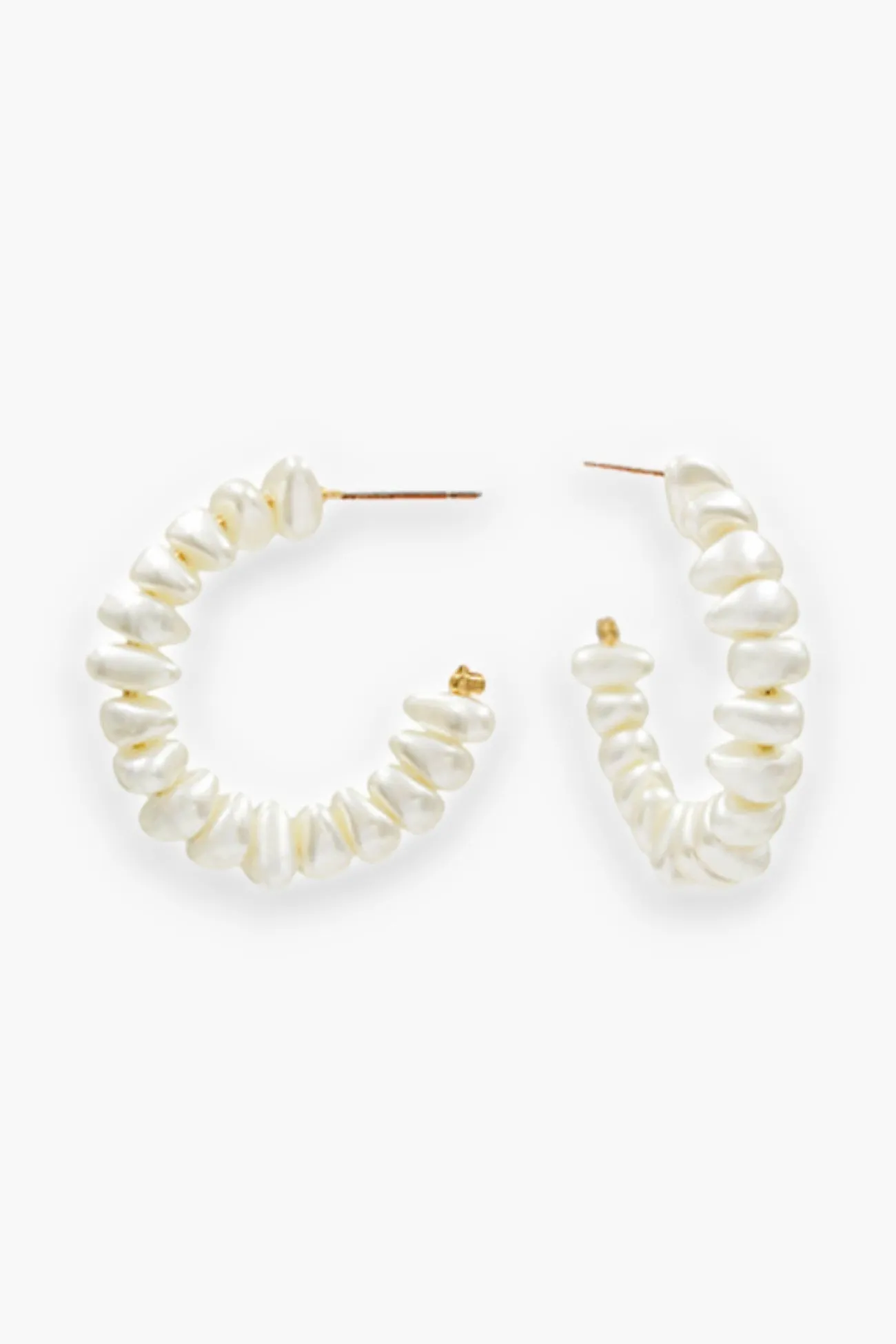 Cream & Gold Pearl Hoop Earrings