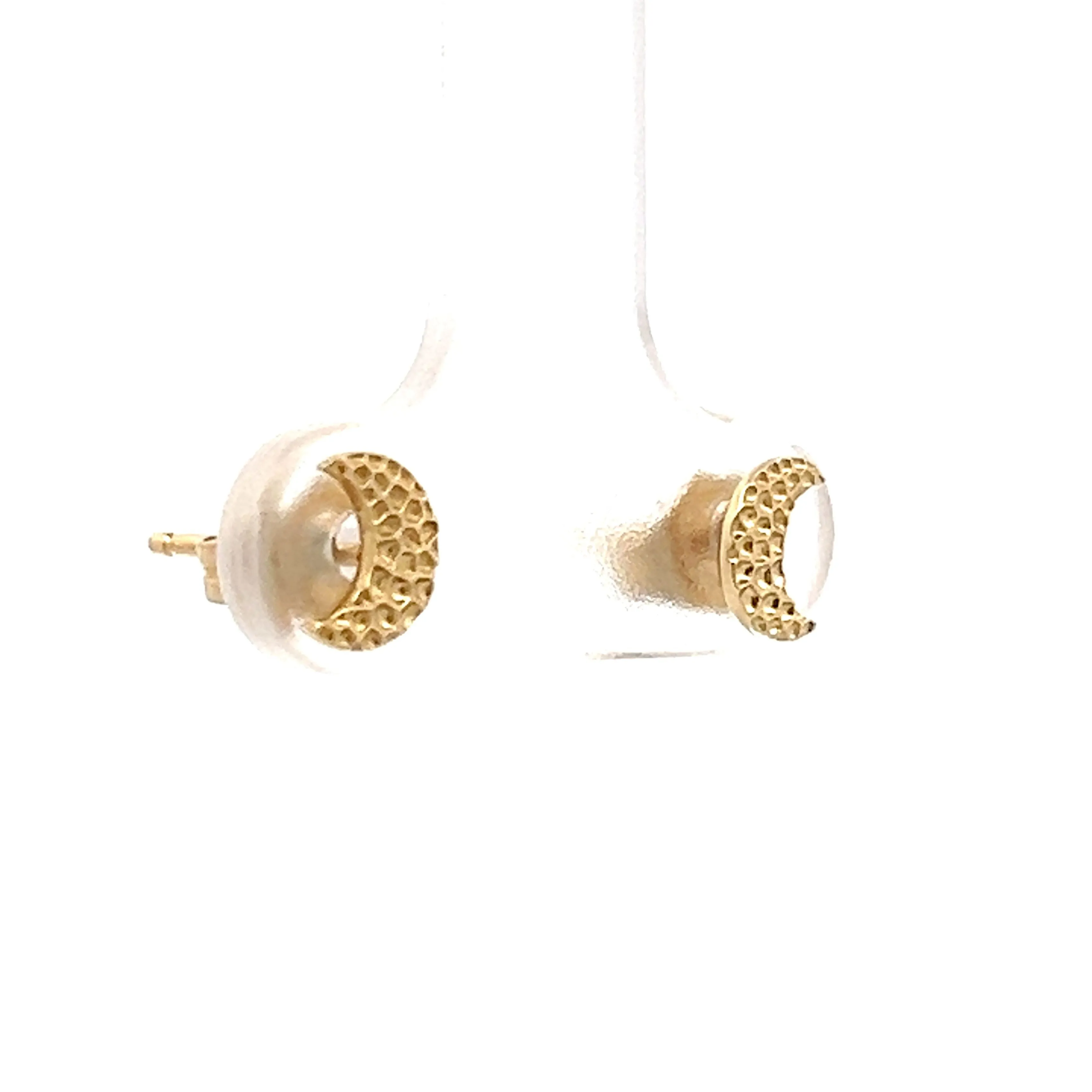 Crescent Moon Stud Earrings in 14k Yellow Gold