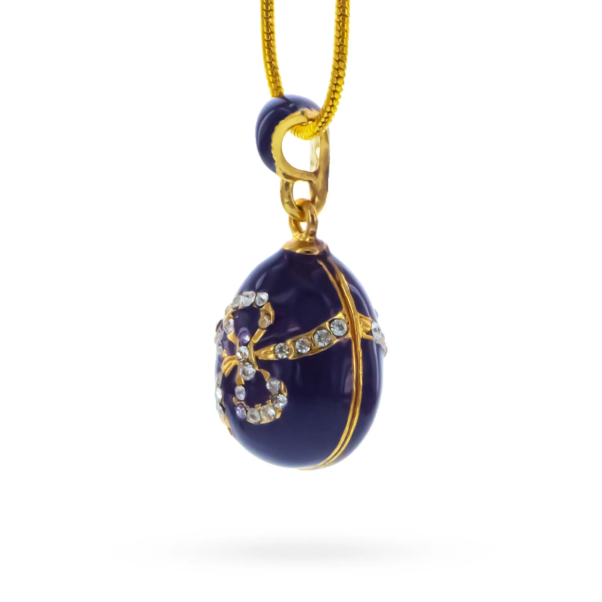 Crystal Bow Egg Pendant Necklace